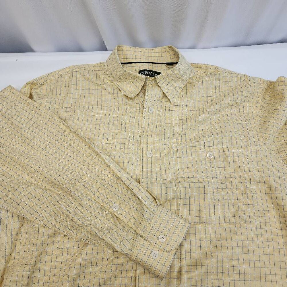 Orvis Size Large Men's Long-Sleeve Button-up Shirt Yellow I13